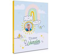 MilaBoo® Album photo pour bébé avec autocollants « Unser Wunder mein erstes Jahr » - Cadeau spécial pour la naissance - Album photo pour bébé conçu avec beaucoup d'espace