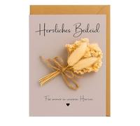 Milaboo® Carte de condoléances faite à la main avec véritable bouquet de fleurs séchées - Cadeau de condoléances pour ceux qui sont restés avec herbe de la pampa et eucalyptus - Avec enveloppe dans un