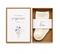 MilaBoo Coffret cadeau avec chaussettes pour bébé, cadeau pour annonce de grossesse, annonce de bébé pour grands-parents, faite à la main en espagnol (tante - espagnol)