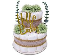 MilaBoo® Gâteau de couches vintage vert eucalyptus I Cadeau de qualité supérieure pour nouveau-né avec couches Hipp (vert)