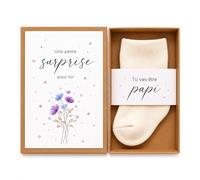MilaBoo Kit cadeau annonce de grossesse avec chaussettes pour bébé, cadeau d'annonce de grossesse, annonce de bébé pour les grands-parents, fait main en français (Opa - français)