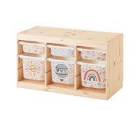 Milaboo Lot de 6 autocollants en vinyle de qualité supérieure spécialement conçus pour étagère IKEA TROFAST - Tons bohème et beige - Film décoratif pour 3 grandes et 3 petites caisses (météo)