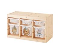 MilaBoo® Lot de 6 autocollants vinyle haute qualité Conçus pour étagères IKEA TROFAST Tons bohème beige Décoratif pour 3 grandes 3 petites caisses