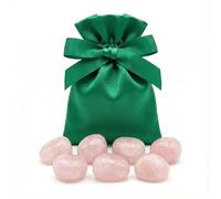 Milaboo Lot de 7 pépites en pierre naturelle de 2 à 3 cm en quartz rose, améthyste ou aventurine, dans une pochette en velours vert, agréables au toucher, coffret cadeau (quartz rose)
