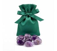 Milaboo Lot de 7 pépites en pierre naturelle de 2 à 3 cm en quartz rose, améthyste ou aventurine, dans une pochette en velours vert, agréables au toucher, coffret cadeau (améthyste)