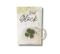 Milaboo® Porte-clés porte-bonheur avec véritable trèfle et carte - Emballage cadeau - Talisman pour la chance et le courage (bonne chance), Bonne chance., taille unique