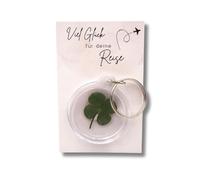 Milaboo® Porte-clés porte-bonheur avec véritable trèfle et carte - Emballage cadeau - Talisman pour la chance et le courage (voyage), Voyage, taille unique