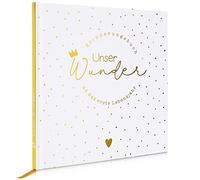 MilaBoo Unser Wunder Hardcover in gold Erinnerungsbuch an das erste Lebensjahr I besonderes Geschenk zur Geburt I Die wichtigsten Meilensteine des ersten Lebensjahres festhalten