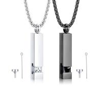 Milacolato 2 pcs Urne de crémation Pendentif pour Memorial Souvenirs de Bijoux de Cendres en Acier Inoxydable Noir avec Collier CZ
