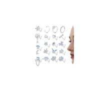 Milacolato 20PCS 20G Anneaux de Nez Ensemble L - Forme de Goujon | Nez Piercing Bijoux pour les Femmes Vis de Goujon de Nez en Acier Inoxydable avec oxyde de zirconium de couleur argent