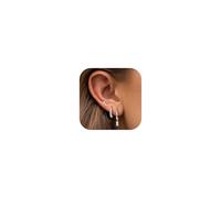 MILACOLATO 3 Paires de Boucles d'Oreilles en Argent pour Femmes : Ensemble Hypoallergénique en Argent 925 avec Créoles et Clous d'Oreilles Zircon