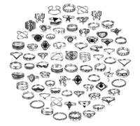 Milacolato 78/82Pcs Ensemble de Bagues pour Femmes Adolescentes Or Argent Knuckle Pouce Bagues Vintage Bohemian Joint Finger Midi Rings Set Stacking Rings Pack pour Cadeau
