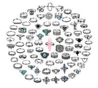 Milacolato 78/82Pcs Ensemble de Bagues pour Femmes Adolescentes Or Argent Knuckle Pouce Bagues Vintage Bohemian Joint Finger Midi Rings Set Stacking Rings Pack pour Cadeau