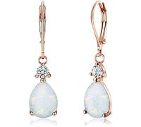 Milacolato 925 Boucles D'oreilles Opale En Argent Sterling Plaqué or 18 Carats Boucles D'oreilles en Forme De Larme D'opale Pour les Femmes