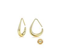 MILACOLATO Boucles D’oreilles Creoles Or/Argent Hypoallergénique G23 Titane Boucles D’oreilles Femme 18K Plaqué Or Tendance Grand Ovale Tirer À Travers Léger Argent Créole Bijoux Pour 25/30/40mm-G40