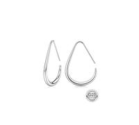 MILACOLATO Boucles D’oreilles Creoles Or/Argent Hypoallergénique G23 Titane Boucles D’oreilles Femme 18K Plaqué Or Tendance Grand Ovale Tirer À Travers Léger Argent Créole Bijoux Pour 25/30/40mm-S30