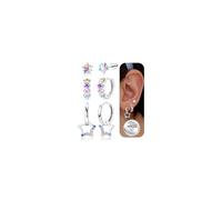 MILACOLATO Boucles d'Oreilles Argent 925 Fille Femme Petites Boucles d'Oreilles à Tige Créoles Filles Cartilage Papillon CZ Multicolore Fleur Coeur Mignon Boucle d'Oreille Enfant Fille-AS