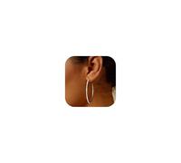 MILACOLATO Boucles d'Oreilles Créoles Argent Pour Femme Fille, Hypoallergéniques Boucle d'Oreille Poste En Argent 925, Étincelant Zirconium Grand Boucles d'Oreilles Creole Bijoux 40mm