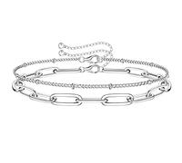Milacolato Bracelets Chaîne Argent pour Femme Fille Bracelet Chaîne Carrée Taille Diamant Argent 925 Réglable Bracelets Multirang Mauvais Œil Infini Perles Satellite Bracelets Bijoux Cadeau Sq