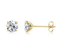 MILACOLATO CZ Boucles d'Oreilles Argent 925 Pour Femme Homme, Longues Boucles d'Oreilles Clou Arc-En-Ciel Avec Zirconium Aurora, Argent/Or/Or Rose Cuff CZ Sleeper Oreille Piercing Hypoallergénique 5mm