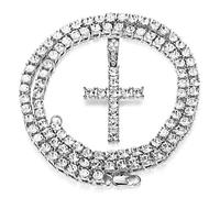 Milacolato Pendentif Chaîne Glacée Pour Hommes 18K Platine Plaqué Hip Hop Grappe Collier Simulé Diamant Tennis Collier Glacé Tennis CZ Chaîne Longueur Tailles 61cm, 76cm