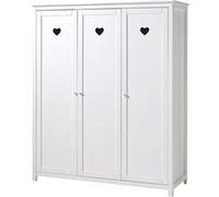 MILADY - Armoire 3 Portes Blanche Motifs Coeurs Ajourés - VIPACK Blanc G