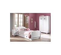 MILADY - Chambre 90x200cm + Chevet + Armoire 2 Portes - Altobuy Blanc