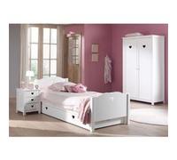 MILADY - Chambre 90x200cm + Chevet + Armoire 2 Portes - Altobuy Blanc