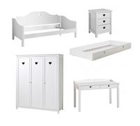 MILADY - Chambre 90x200cm Lit Banquette + Armoire 3P + Bureau