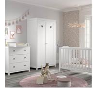 MILADY - Chambre bébé avec Armoire 2 Portes, Commode et Plan à langer laqué Blanc - Altobuy Blanc G