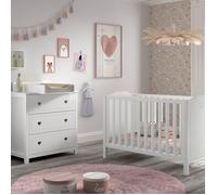 MILADY - Ensemble Lit bébé 60x120cm avec Commode et Plan à langer laqué Blanc - Altobuy Blanc G