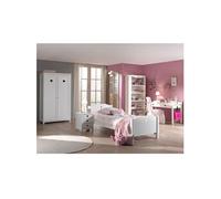 MILADY - Lit 90x200cm avec Sommier + Chevet + Armoire 2P + Pack Bureau - Altobuy Blanc