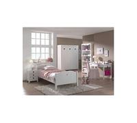 MILADY - Lit 90x200cm avec Sommier + Chevet + Armoire 3P + Pack Bureau - Altobuy Blanc