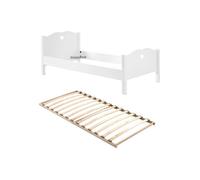 MILADY - Lit 90x200cm Blanc Motifs Coeurs avec Sommier - Altobuy Blanc