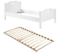 MILADY - Lit 90x200cm Blanc Motifs Coeurs avec Sommier - Altobuy Blanc