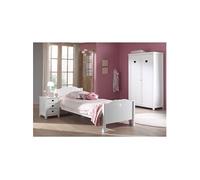 MILADY - Lit 90x200cm + Chevet + Armoire 2 Portes - Altobuy Blanc