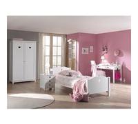 MILADY - Lit 90x200cm + Chevet + Armoire 2 Portes + Bureau - Altobuy Blanc
