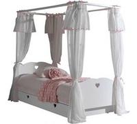 MILADY - Lit à Baldaquin 90x200cm avec Tiroir et Rideaux - Altobuy Blanc