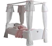 MILADY - Lit à Baldaquin 90x200cm Blanc avec Rideaux -