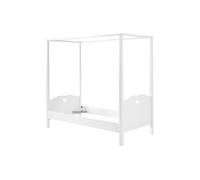 MILADY - Lit à Baldaquin 90x200cm Blanc Motifs Coeurs -