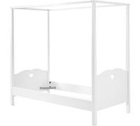 MILADY - Lit à Baldaquin 90x200cm Blanc Motifs Coeurs - Altobuy Blanc