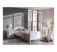 MILADY - Pack Lit à Baldaquin 90x200cm + Chevet 3 Tiroirs -