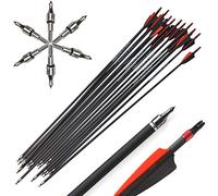 Milaem 12pcs 31" Flèches de Carbone Spine 400 Flèches de Chasse avec 100 Grain Embouts Amovibles pour Arc Poulies et Arc Classique Arc Long Cible d'entrainemen