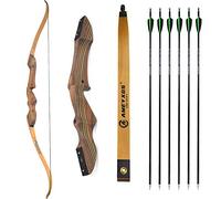 MILAEM 60" Takedown Arc Classique et flèches Arc Riser en Bois 20-40lbs Arc Long avec Spine 500 Flèches de Carbone Chasse au tir à l'arc Droitier Arc Adulte (20lbs)