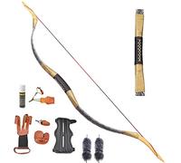 MILAEM Tir à l'arc Traditionnel Arcs Longs Longbow Fait à la Main 25-40lbs Arc Classique Arc de Chasse Cheval Arc Chasse en Plein air Cible Pratique (Noir, 25LBS)