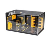 Milageto 1:24 Diorama Car Garage, Atelier de réparation Modèle Objets de collection Décoration de scène, Diorama Vitrine de voiture, Atelier de voiture Modèle