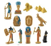 Milageto 12 Pièces Figurines d'Égypte Ancienne, de Civilisation Égyptienne Jouet Éducatif Précoce Haute Simulation Roi Momie Cas