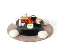Milageto 13 Pièces Décoration Table Miniature Fait Main Accessoire Maison Poupée Polyvalent Objets Miniatures pour, Ensemble De Foyer avec Tapis Marron, 13 Pièces, Poids Environ 71,9 G/Ensemble