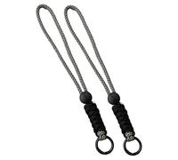 Milageto 2 de Gants de Ski réglables avec Porte-clés, Cordon léger pour téléphone Portable, idéales pour l'alpinisme, Noir Blanc