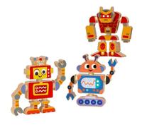 Milageto 3 Pièces Robot Construction en Bois 3D Éducatif rticulé en Pièces Emboîtables Textured Kit Modélisme pr Enfants, Modèle 3D